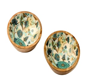 Tazón de Madera Natural Esmaltada, Ecológico y Elegante, Hecho a Mano, con Cucharas para Servir, Duradero y Seguro para Servir Aperitivos, MOQ 100 Piezas - Product Image 1