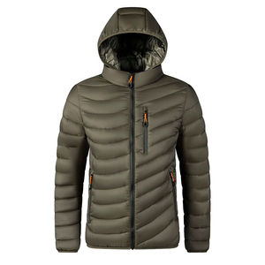 Veste matelassée légère pour homme, bleue, entièrement zippée, isolée, pour l'hiver, décontractée, chaude, rembourrée de coton, coupe-vent - Product Image 1
