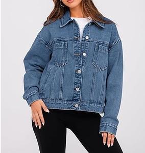 Chaquetas Vaqueras Largas de Alta Calidad para Mujer, Color Azul Marino, con Botones Elásticos, 100% Algodón, Impermeables, Estilo Urbano, Hechas en Pakistán - Product Image 3