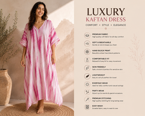 Wholesale Women Cotton Tie Dye <b>Kaftan</b> Boho Beach Cover up Maxi Eco-Friendly Handmade V-Neck Modern Loungewear <b>Summer</b> Kimono Robe - Product Image 2