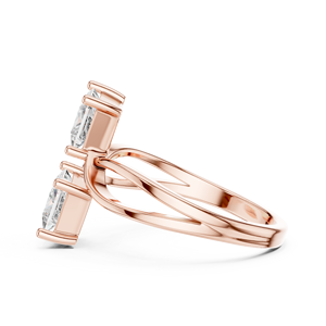 Bague de fiançailles et de mariage minimaliste en or rose 18 carats plaqué rhodium, sertie d'un diamant de laboratoire taille princesse de 1,3 carat, certifié IGI, luxe - Product Image 3