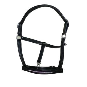 Licou de cheval en cuir de qualité supérieure de haute qualité avec tête d'équestre fantaisie décorative en cristal Bling pour l'équitation Logo personnalisé - Product Image 1
