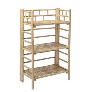 Wholesale Foldable 3 Tier Bamboo <b>Shelf</b> Bookcase Storage Rack Natural Bamboo Cabinet for Home Furniture Living Room OEM ODM - Product Image 3