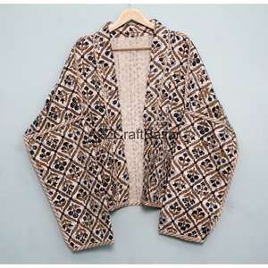 Vintage Indian Kantha Handmade 100% Pure Cotton <b>Jacket</b> Comfortable And Breathable <b>Jackets</b> For Womens And <b>Girls</b> - Product Image 6