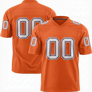 Custom Orange Football Jersey Short Sleeves <b>V</b>-Neck Breathable Regular <b>Fit</b> With Number Print Sporty Design - Product Image 1