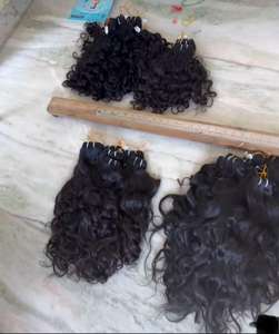 Indian Raw Natural Curly Real Donor Temple Hair Cutículas sin procesar Máquina alineada Trama doble Extensiones de cabello dibujado Doble - Product Image 5