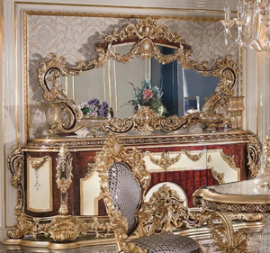 ชุดโต๊ะรับประทานอาหารรูปวงรีไม้สักทองคำสุดหรู สไตล์ยุโรปคลาสสิก แกะสลักอย่างประณีต เป็นมิตรกับสิ่งแวดล้อม ทนทาน เหมาะสำหรับโรงแรม - Product Image 3