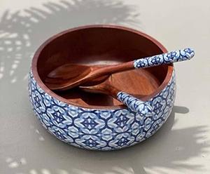 Top Selling Handmade Wooden Printed Bowl Salad Mixing Bowl for Kitchen and Restaurant Available at Factory Price - Product Image 2