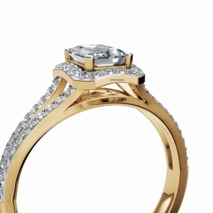 Luxury IGI Certified Lab Grown <b>Emerald</b> Cut Diamond <b>Ring</b> Split Shank Pave Band 10K 14K 18K Gold 925 935 <b>Silver</b> - Product Image 4