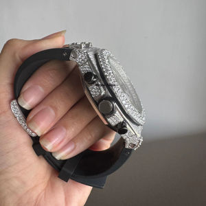 Reloj de Diamantes Moissanite VVS Personalizado para Hombre, Reloj de Lujo con Movimiento Automático, Correa de Goma, Estilo Hip Hop - Product Image 1