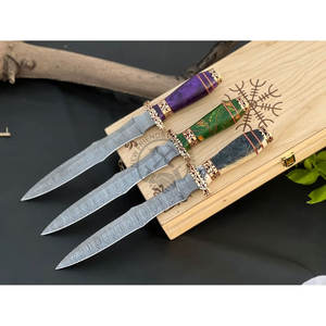 Nueva Edición de Cuchillo de Supervivencia Artesanal, Cuchillos Damasco Dogger con Mango de Resina, el Mejor Cuchillo de Caza Coleccionable, Cuchillo de Hoja Fija - Product Image 1