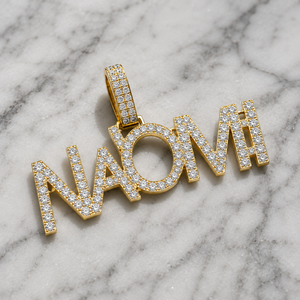 Collar con Colgante de Letra Personalizada Estilo Hip Hop, en Plata de Ley 925 con Baño de Rodio y Diamantes de Moissanita - Product Image 1