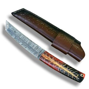 Couteaux Tanto à lame fixe en acier Damas, couteaux professionnels de chasse et d'extérieur, couteaux utilitaires à pointe clip, lame droite, manche en résine, 30 cm - Product Image 2