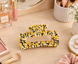 Handmade Beaded <b>Hair</b> Claw Clip Tiger Print Yellow Black <b>White</b> Fashion <b>Hair</b> <b>Accessory</b> Daily Use Seed Beads <b>Hair</b> Clutch Multicolor - Product Image 1