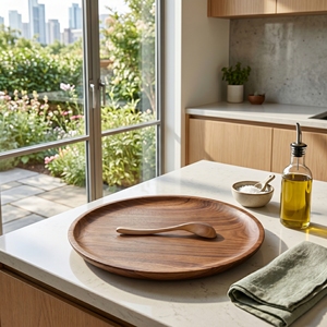 Cuchara de Sopa Grande Curva de Madera de Teca Sólida de Grado Alimenticio, Cucharón Redondo Hecho a Mano, Utensilio de Cocina de Madera Premium - Product Image 3