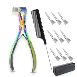 Pince à extensions de cheveux arc-en-ciel avec peigne et clips, kit d'outils en acier inoxydable pour l'installation de micro-anneaux, extensions de cheveux robustes - Product Image 1