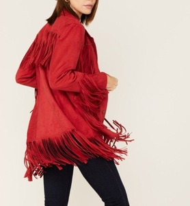 <b>Womens</b> Vintage Suede Leather Fringe <b>Coat</b> Western Cowgirl Style Jacket - Product Image 2