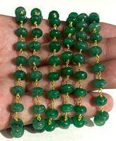 8mm Natürliche Grüne Edelstein-Perlenkette Vergoldeter Draht Umwickelte Rosenkranz-Kette Schmuckherstellung DIY-Zubehör