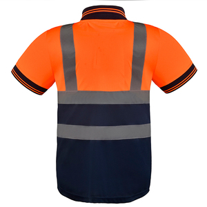 Polo de travail décontracté haute visibilité orange avec accents noirs – Chemises de sécurité réfléchissantes pour la construction - Product Image 1