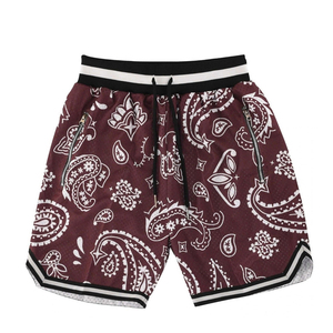 Pantalones Cortos de Malla para Hombre de Alta Calidad con Bolsillos con Cremallera, Cintura Acanalada a Rayas, Estilo con Cintas, Personalizables por Sublimación, para Baloncesto - Product Image 2