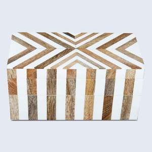 Boîte de rangement rectangulaire en bois AL MALIK CRAFT AMC, motif noir et blanc à carreaux, organiseur de bijoux et de cosmétiques, Noël, fêtes, 0-1L - Product Image 2