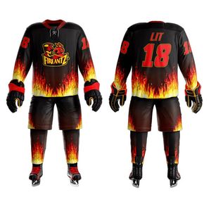 Jersey de Hockey sobre Hielo Personalizado, Uniforme de Equipo Sublimado, Franjas en los Hombros y Mangas, Nombre, Número, Escudo, Juvenil y Adulto - Product Image 3
