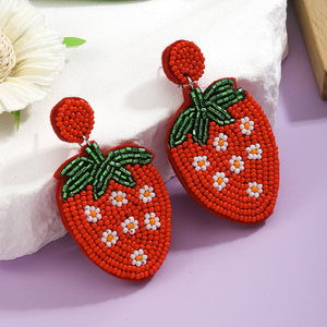 New Wholesale Hot Selling Bohemian Beaded Fruit Women's Classic <b>Sweet</b> Cute <b>Flowers</b> Strawberry Women's BY MULTI CRAFT - Product Image 3