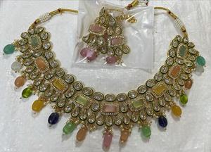 Conjunto de joyería de collar de alta calidad con piedra natural con el último conjunto de joyería de moda de diseño de joyería de color rosa de La India - Product Image 4