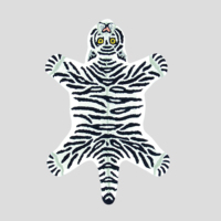 Tapis de sol irrégulier découpé en forme d'animal, motif tigre original, en laine écologique, adapté aux animaux de compagnie, style bohème maximaliste éclectique pour chambre à coucher