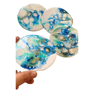 Hexagon <b>Epoxy</b> <b>Resin</b> Coasters With Gold Flakes Set Of 2 Heat Resistant Decor Marble Look <b>Resin</b> Coasters Wholesale Geometric <b>Table</b> - Product Image 6