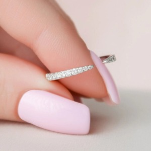 Cut 0.25 CT Lab Grown Diamond Prong Set IGI Certified Minimalist Wedding Band 14K Rose Gold Half Eternity Open Cuff <b>Adjustable</b> - Product Image 5