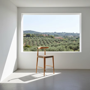 Chaise de bar robuste Mudi Luxury en teck massif, finition naturelle, design scandinave, pour usage commercial, scolaire et extérieur - Product Image 6