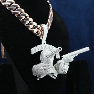 Colgante de Calavera de Doble Pistola Semidimensional de Plata de Ley S925 para Hombre y Mujer, con Moissanita VVS, Estilo Hip Hop para Raperos - Product Image 4