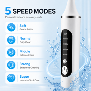 Dental <b>Cleaner</b> Electric Tooth Polisher 5 Modes LED Lighting Portable Teeth Cleaning Kit with 6 Replaceable Heads - Product Image 4