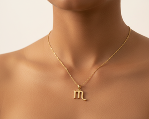 <b>Scorpio</b> Zodiac 18K Gold Plated Brass Trendy Box Chain <b>Necklace</b> with Natural Stone Children's Gift Astrology Pendant - Product Image 3