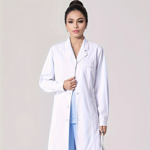Nuevo Bata de Médico para Estudiantes de Medicina, Bata de Laboratorio Blanca Antiarrugas, Bata Blanca de Manga Larga y Corta - Product Image 4