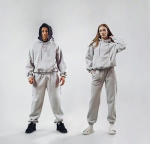 Ensemble de survêtement personnalisé pour homme, sweat à capuche oversize, logo imprimé, grande taille, unisexe, 100 % coton, pour le jogging - Product Image 4
