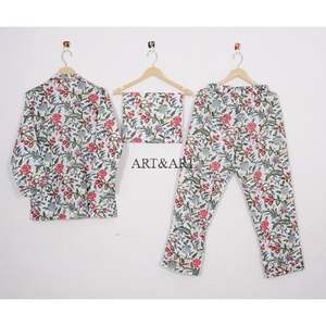 ชุดนอนผ้าฝ้ายพิมพ์ลายบล็อกอินเดียแบบวินเทจ ลายสัตว์ ชุดลำลองสำหรับฤดูร้อน ชุดนอนสำหรับขอแต่งงาน - Product Image 4