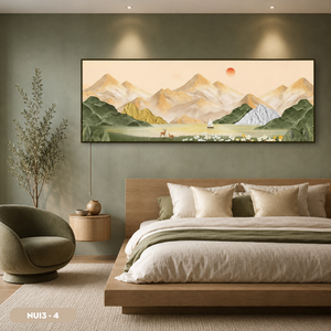 Peinture murale de paysage en soie de haute qualité, artisanat artistique fait main, décoration intérieure, impression personnalisée, usine du Vietnam - Product Image 6