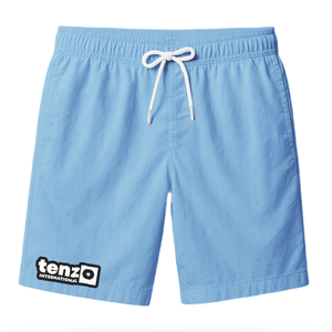 กางเกงขาสั้นลำลองผู้ชายผ้าแคนวาสเนื้อแน่น แห้งเร็ว เหมาะสำหรับออกกำลังกาย ชายหาด เอวยางยืด พิมพ์โลโก้ แบรนด์ชุดชายหาด - Product Image 1