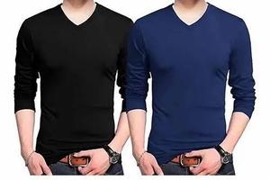 Men Stylish Everyday Clothing V Neck Full Sleeve Tshirt Comfortable Casual Wear Outdoor - Product Image 2