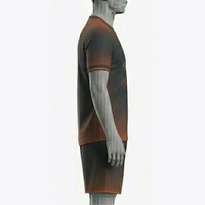 Ensemble d'uniformes de football américain sublimés unisexes, couleur dégradée, col rond, manches courtes, 100% polyester, personnalisable, respirant et anti-humidité - Product Image 4