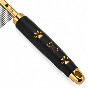 Peigne de toilettage pour animaux de compagnie jaune, imperméable et écologique, avec dents en acier inoxydable, poignée design chien/chat pour l'entretien des poils - Product Image 4