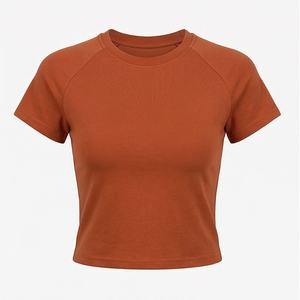 เสื้อยืดครอปแขนสั้นผ้าฝ้ายสำหรับผู้หญิง สวมใส่สบาย ทรงเข้ารูป น้ำหนักเบา เหมาะสำหรับฤดูร้อน ราคาขายส่ง รับผลิตตามสั่ง สีตามต้องการ - Product Image 1