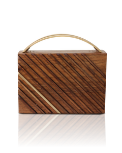 Bolso de Mano de Diseño Artesanal, Estilo Bohemio, con Flores de Madera, Patrón con Efecto Metálico, Cierre Magnético, para Uso Nocturno, con Pedrería - Product Image 1