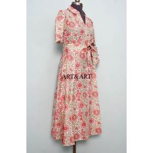 Vestido Midi de Verano para Mujer, Estampado Bohemio, Colorido, de Algodón Puro, Manga Corta, Corte en A, Estilo Vintage, Floral - Product Image 5