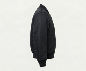 Chaqueta Bomber Negra para Hombre, Cierre de Cremallera, Color Sólido, Resistente al Viento, Ropa Exterior Informal, Cuello Camisero, Material de Poliéster - Product Image 4