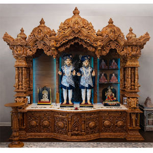 Mandir de Madera de Teca Sólida Shri Swaminarayan, Tradicional, Personalizado, de Gran Tamaño, Calidad Premium, para Sala de Pooja, EE. UU. - Product Image 1