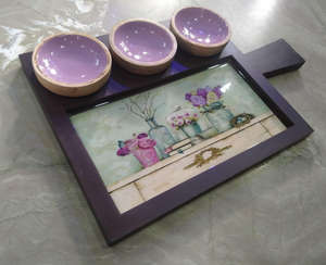 Wooden Modern Diwali Serving Tray Stylish Unique Printed Enamel Decorative Customized Logo Handmade Luxury Design - Product Image 2