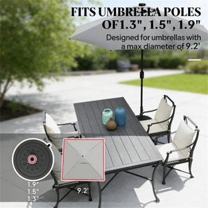 Black Circular Outdoor <b>Umbrella</b> <b>Stand</b> with <b>Base</b> Only for Patio Balcony Courtyard <b>Umbrella</b> Frame - Product Image 2